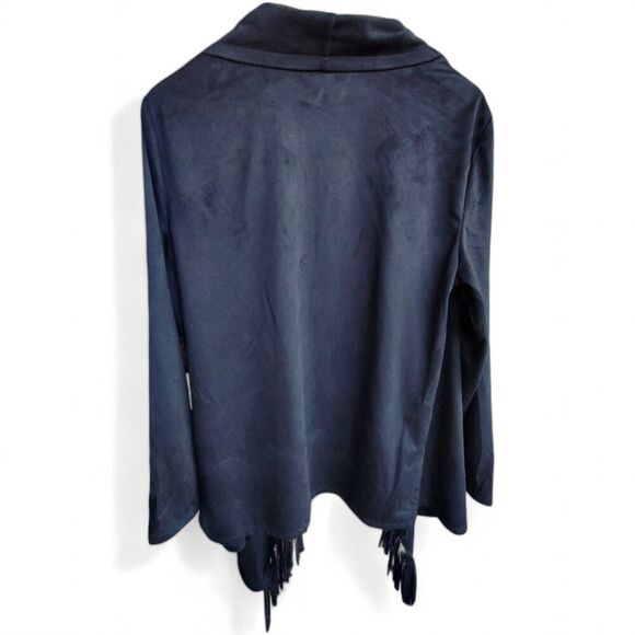 NWT Wrangler Retro Women's Open Front Faux Suede Fringe Jacket Cardigan | Sz L - Picture 2 of 8